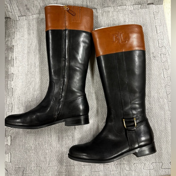 Lauren by Ralph Lauren Womens Bernadine Leather Almond Toe Knee Boots - Picture 1 of 6